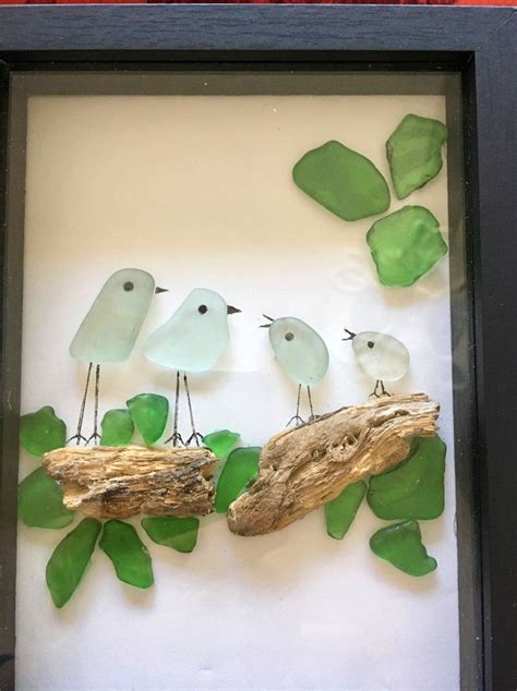 etsy beach glass art|sea glass bird art.